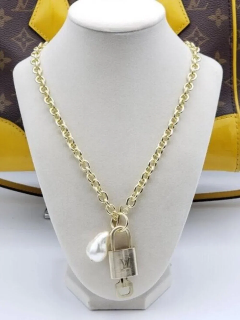 Authentic Louis Vuitton Gold Padlock w/unbranded 16k Gold Plated Stainless Steel
